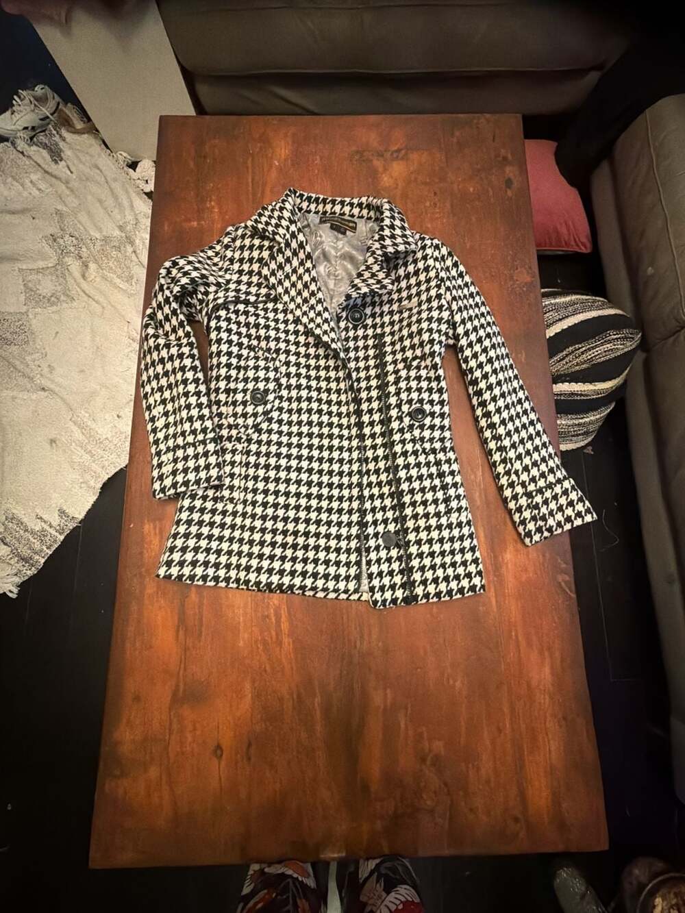 Rocawear Women's Houndstooth Pea Coat Size S